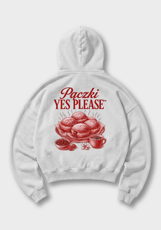 Pączki Yes Please Oversized Hoodie - White Back (Designed)
