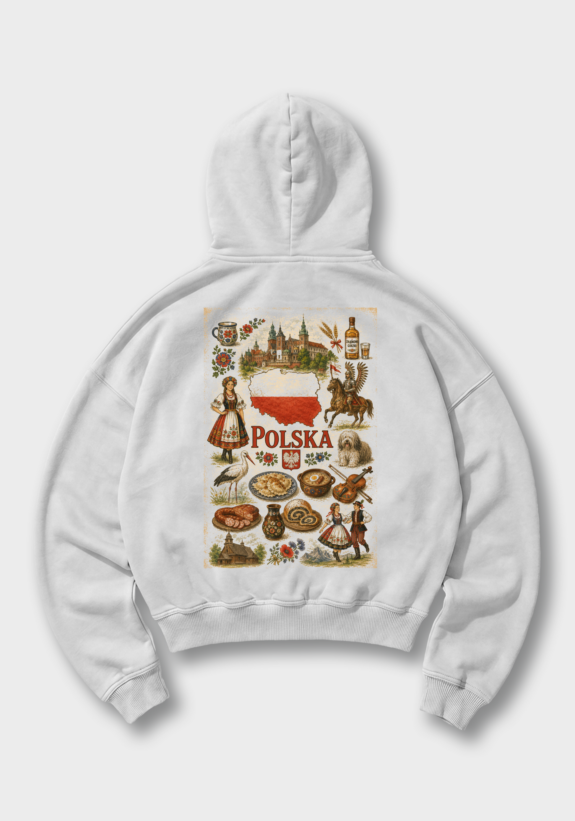 Polskie Tradycje Oversized Hoodie - White Back (Designed)