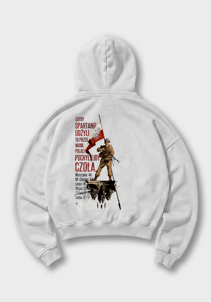 Gdyby Spartanie Oversized Hoodie - White Back (Designed)