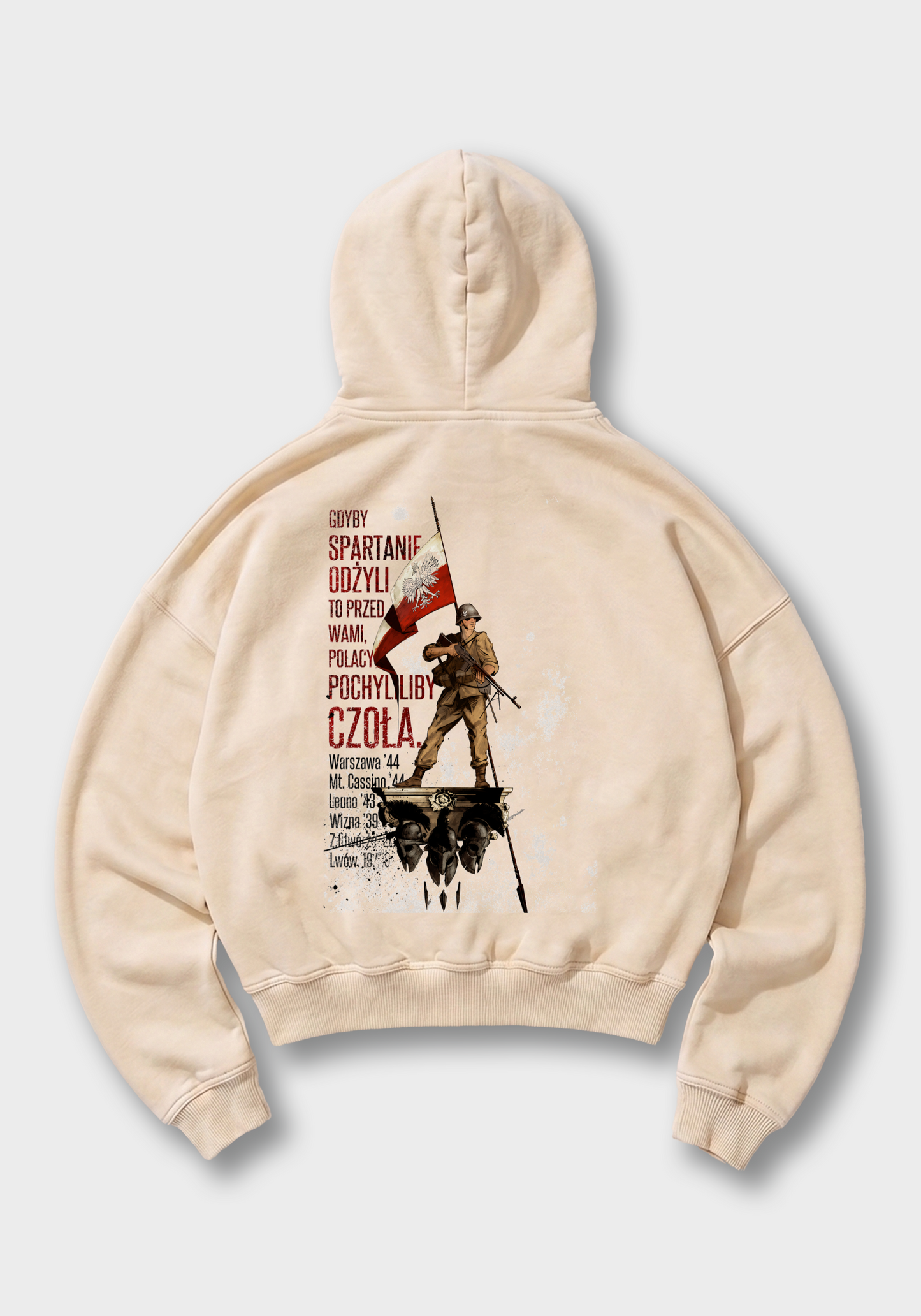 Gdyby Spartanie Oversized Hoodie - Beige Back (Designed)