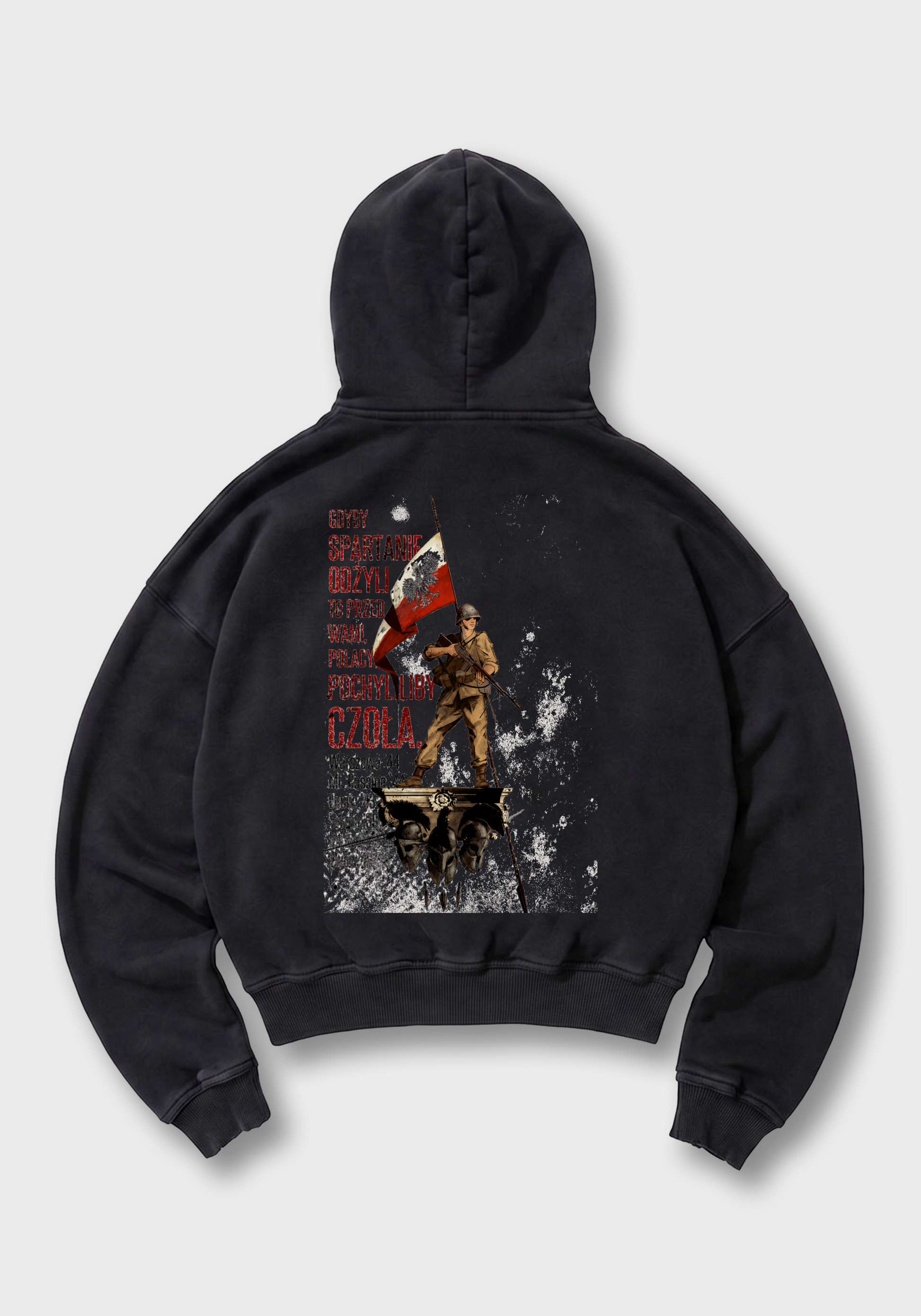 Gdyby Spartanie Oversized Hoodie - Black Back (Designed)