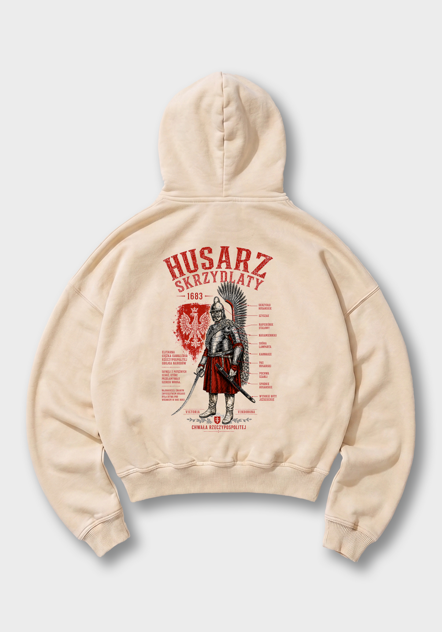 Husarz Oversized Hoodie - Beige Back (Designed)