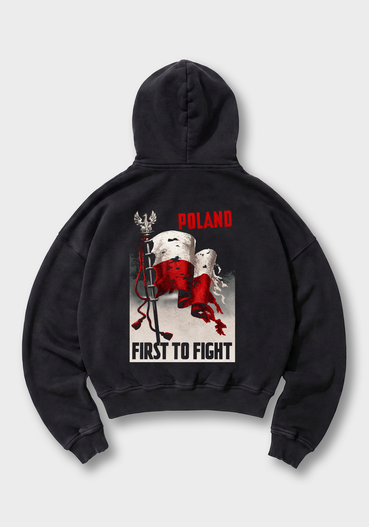 First To Fight Oversized Hoodie - Black Back (Designed)