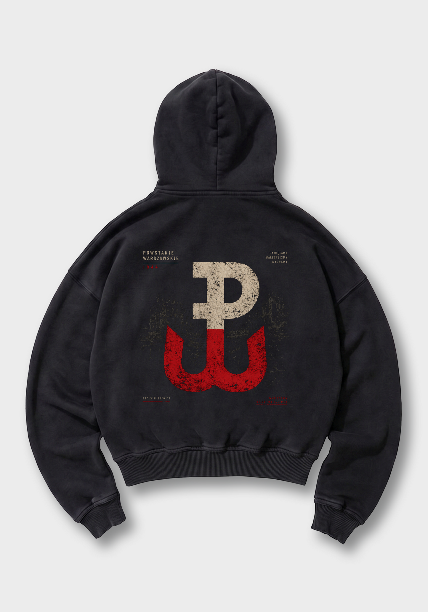 Powstanie Warszawskie Oversized Hoodie - Black Back (Designed)