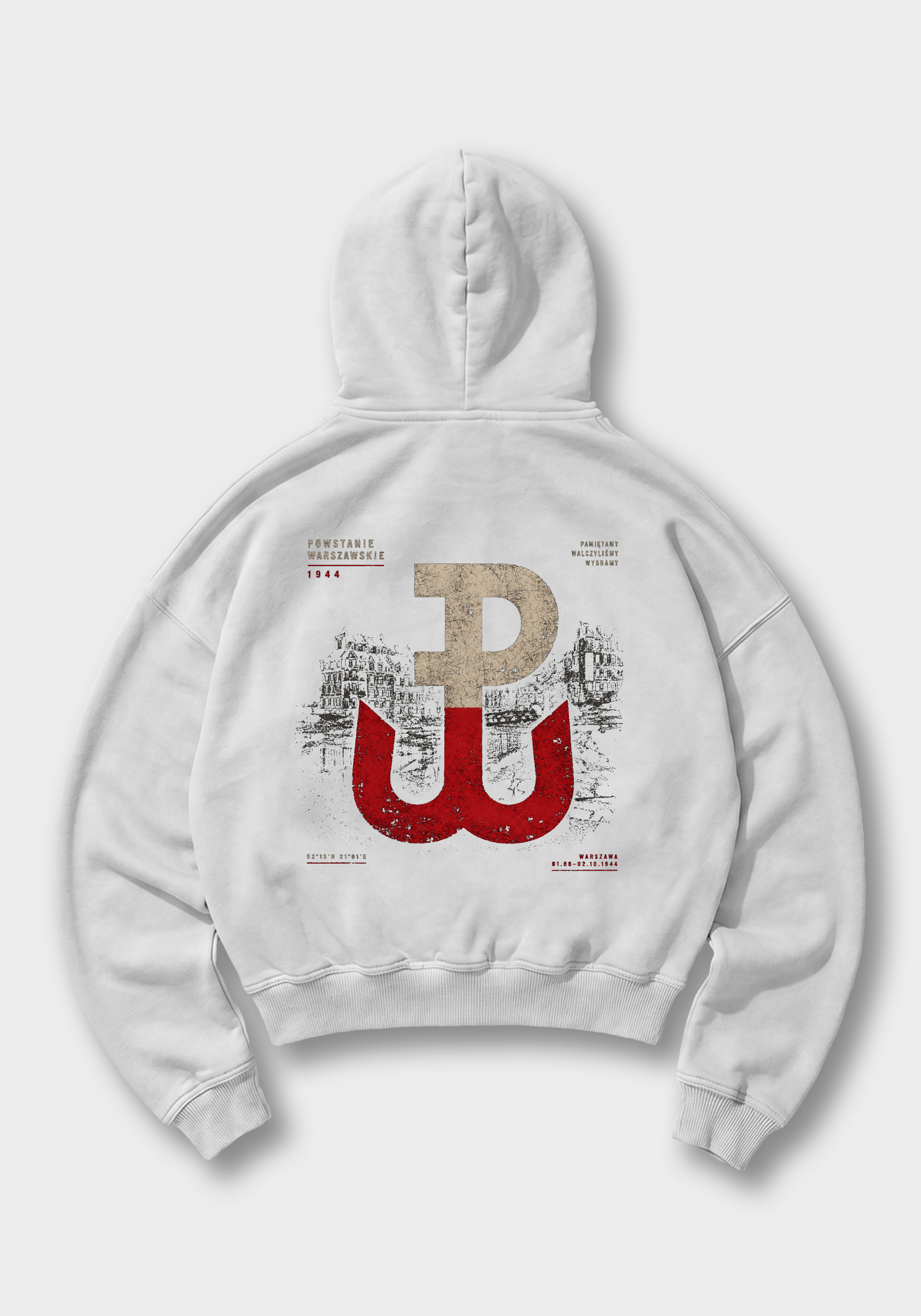 Powstanie Warszawskie Oversized Hoodie - White Back (Designed)