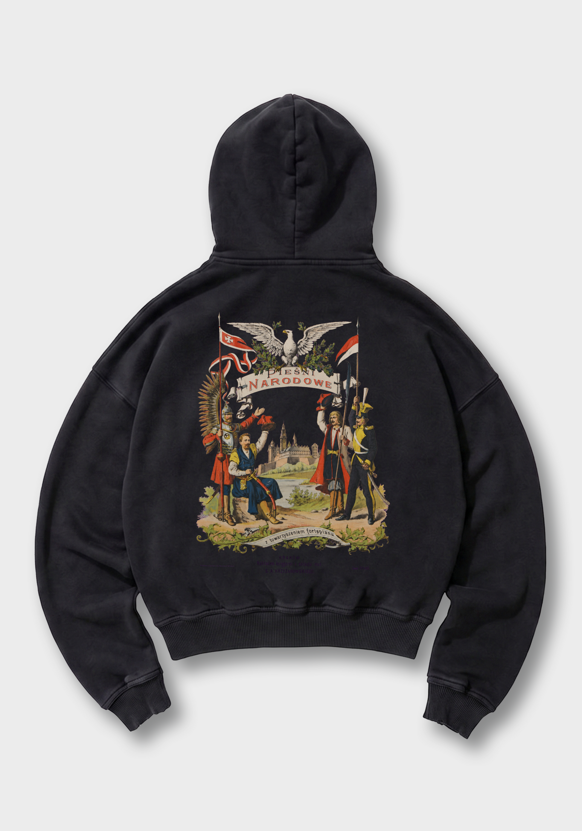 Pieśni Narodowe Oversized Hoodie - Black Back (Designed)