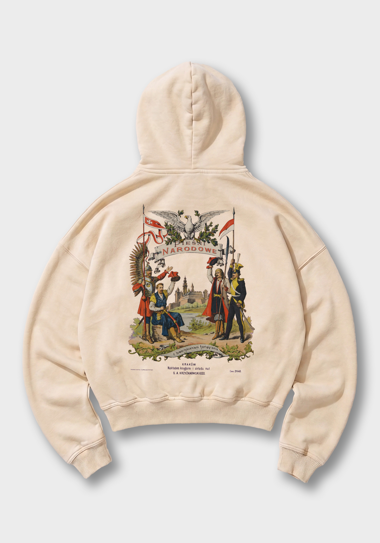 Pieśni Narodowe Oversized Hoodie - Beige Back (Designed)