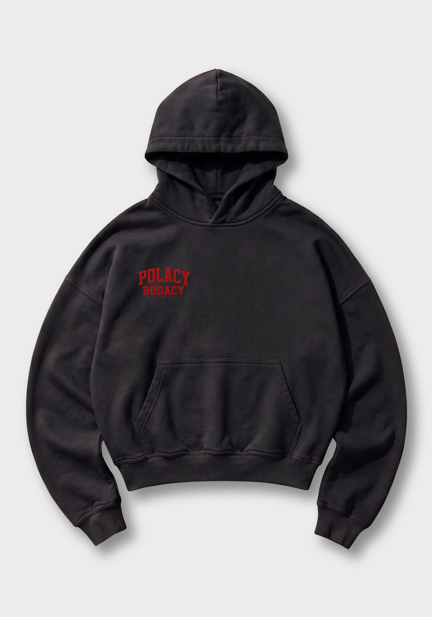 Bóg, Honor, Ojczyzna Oversized Hoodie - Black Front (Designed)