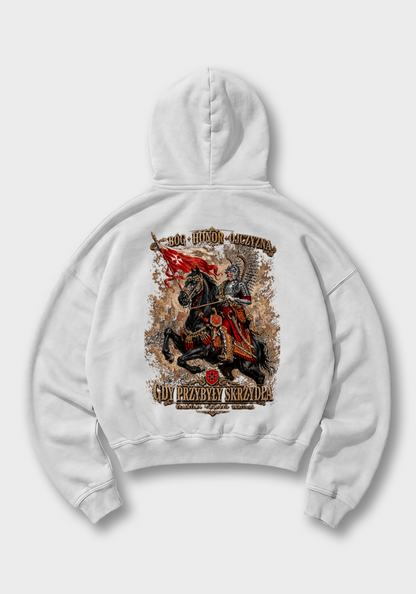 Bóg, Honor, Ojczyzna Oversized Hoodie - White Back (Designed)