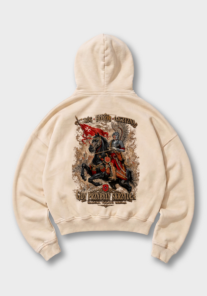 Bóg, Honor, Ojczyzna Oversized Hoodie - Beige Back (Designed)