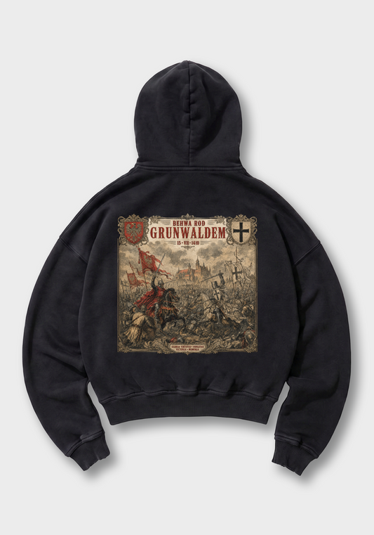 Bitwa pod Grunwaldem Oversized Hoodie - Black Back (Designed)