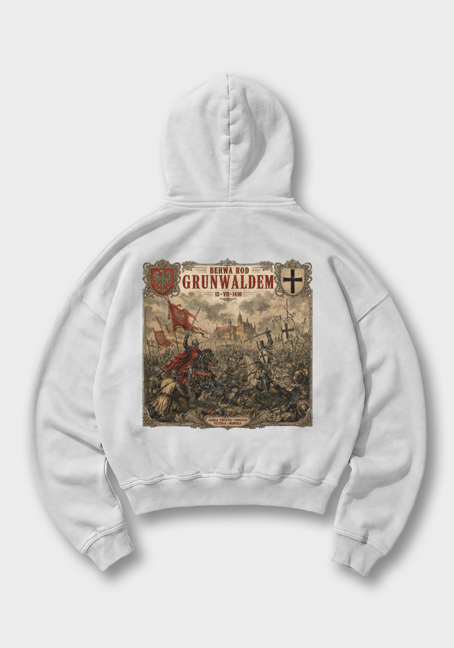 Bitwa pod Grunwaldem Oversized Hoodie - White Back (Designed)