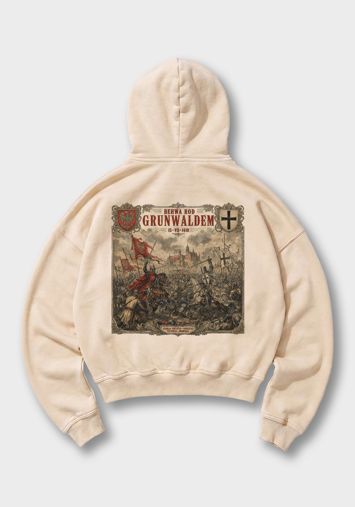 Bitwa pod Grunwaldem Oversized Hoodie - Beige Back (Designed)