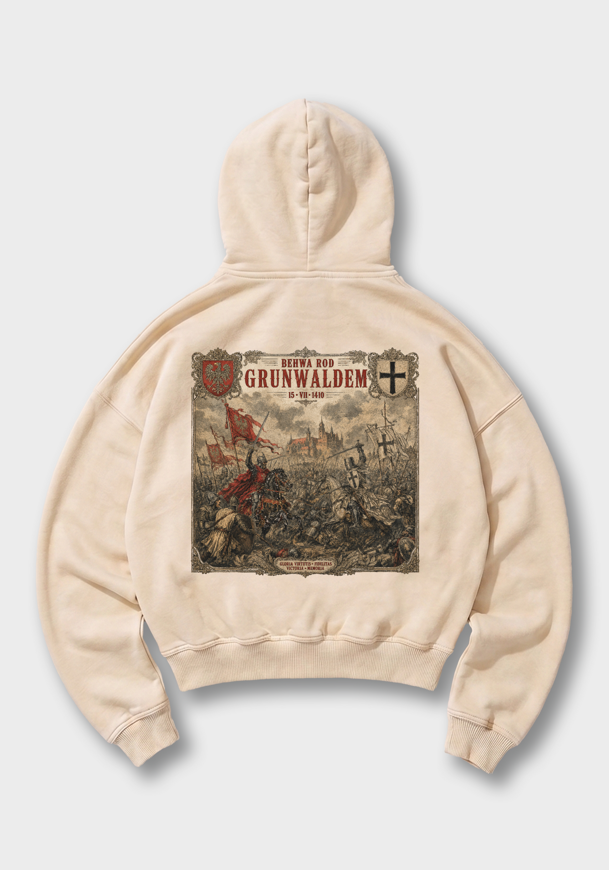 Bitwa pod Grunwaldem Oversized Hoodie - Beige Back (Designed)