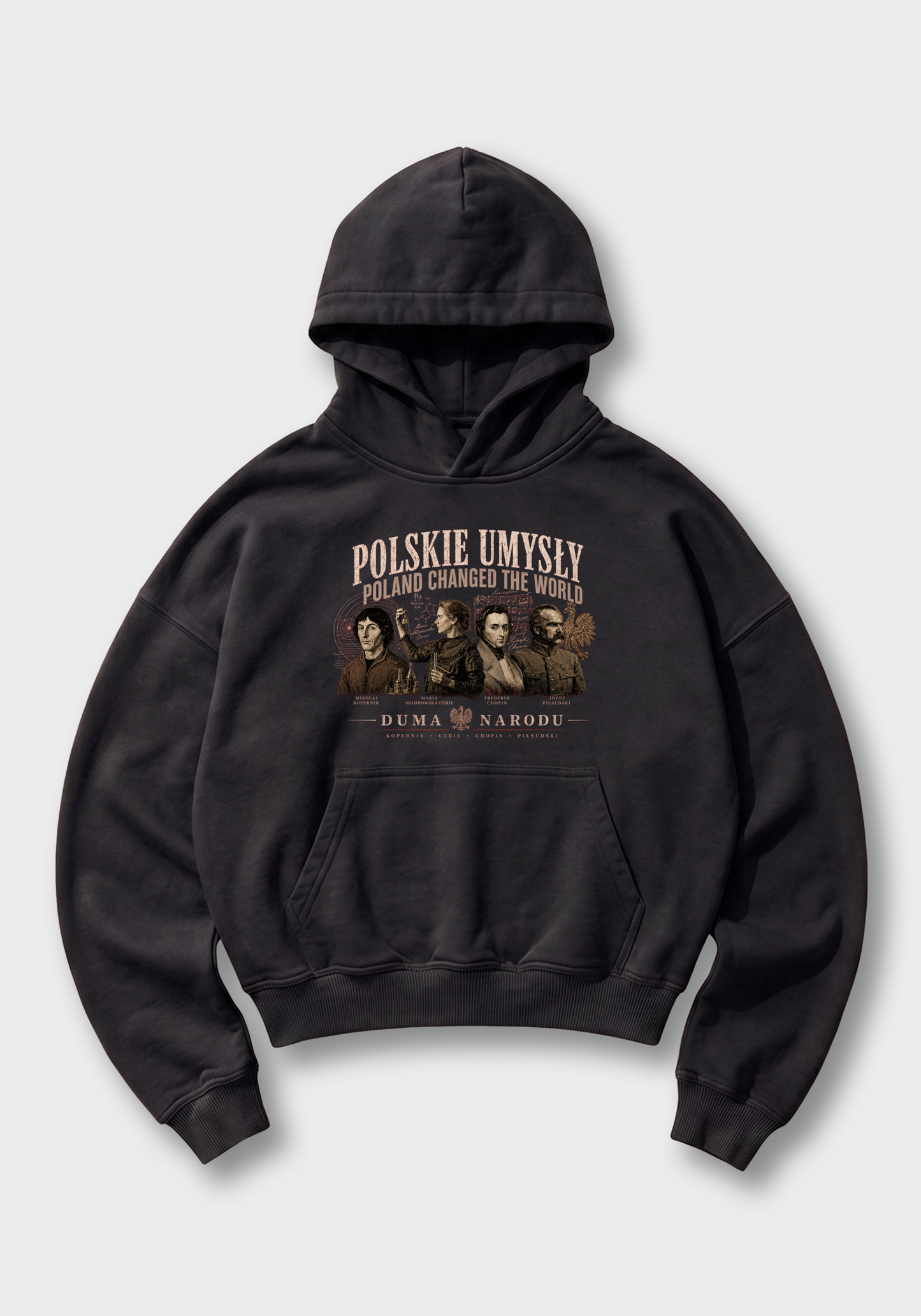 Polskie Umysły Oversized Hoodie - Black Front (Designed)