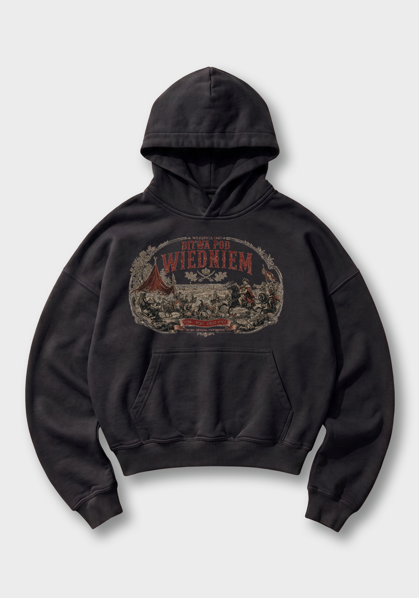 Polskie Umysły Oversized Hoodie - Black Front (Designed)
