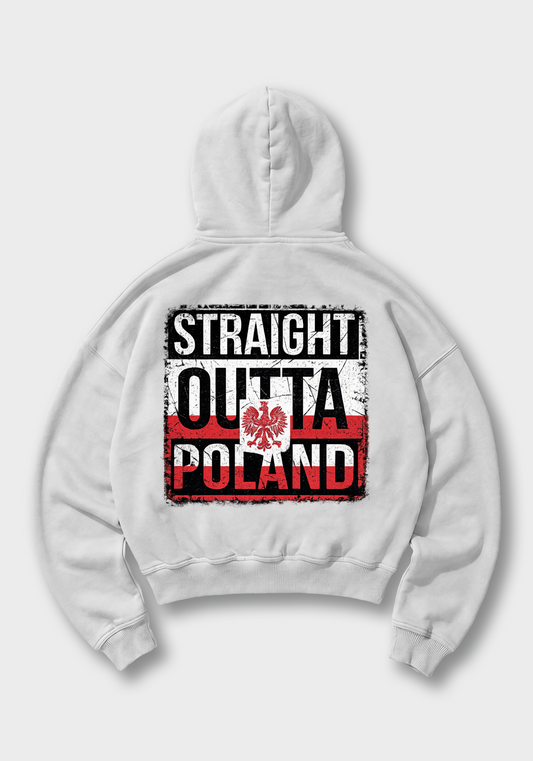 Straight Outta Poland Oversized Hoodie - White Back (Designed)