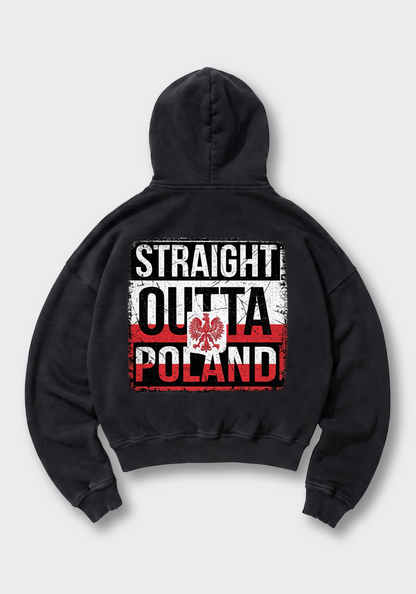 Straight Outta Poland Oversized Hoodie - Black Back (Designed)
