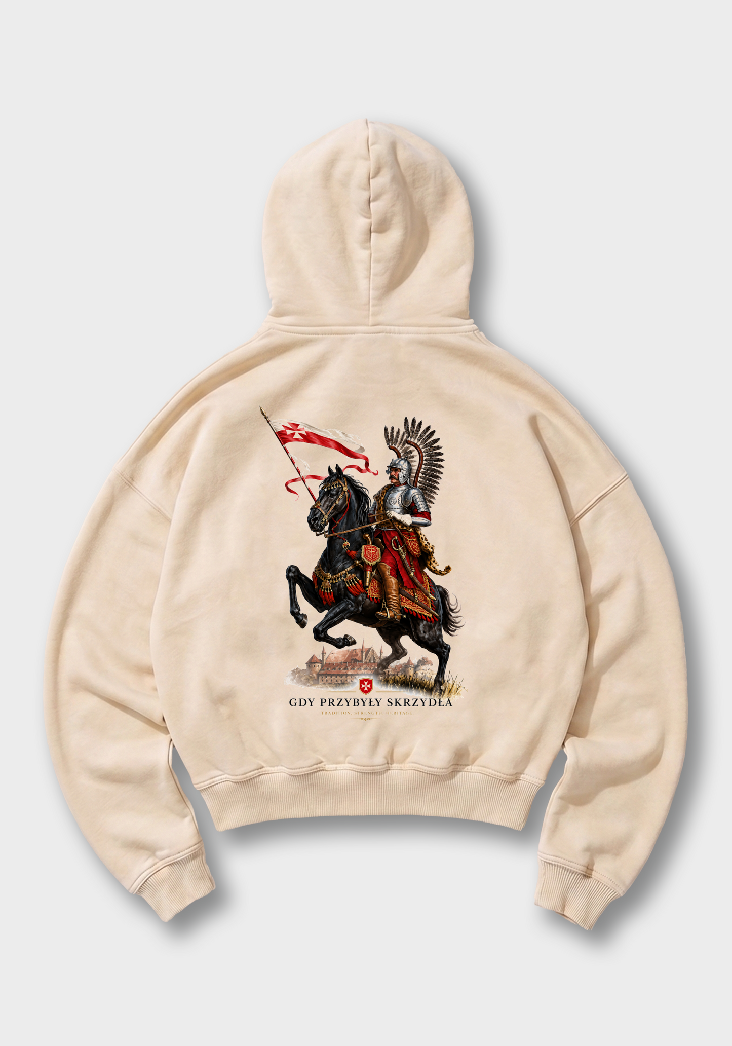 Gdyby głupota miała skrzydła Oversized Hoodie - Beige Back (Designed)